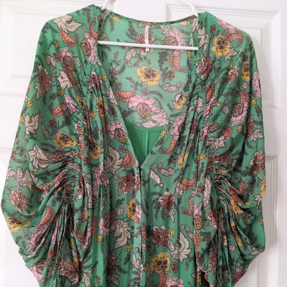 Free People Earthfolk Floral Maxi Dress with Drawstring Long Sleeves - Picture 5 of 5